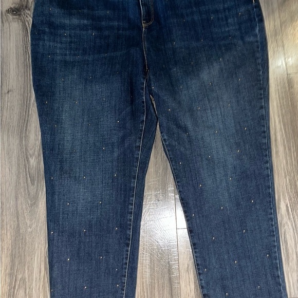 Talbots Simply Flattering 5 pocket size 24 embellished plus ankle denim jeans - Picture 12 of 15